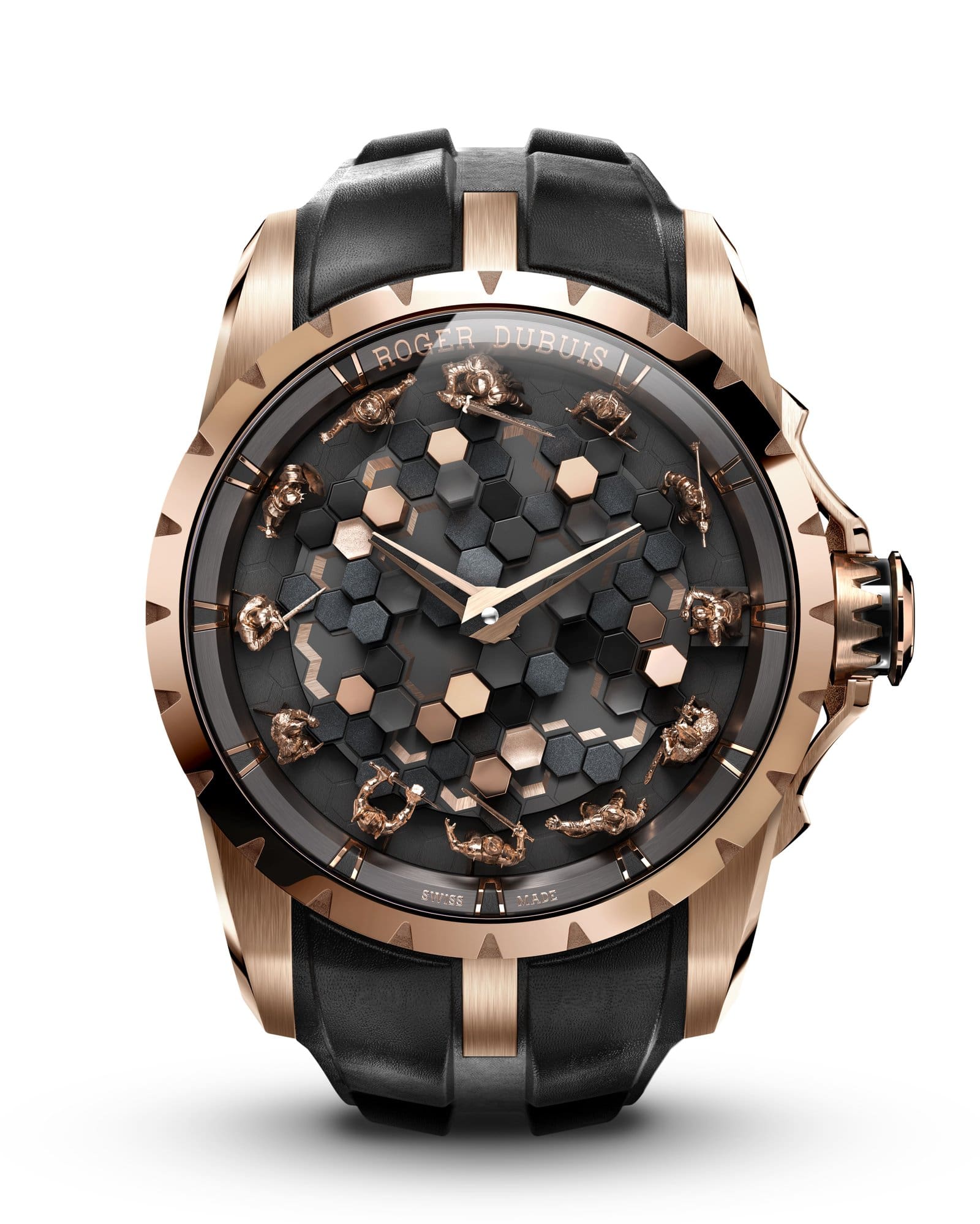 golden and black watch